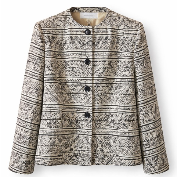 Jones New York Jackets & Blazers - Jones New York Black White Tribal Print Silk Blazer Jacket Size 14